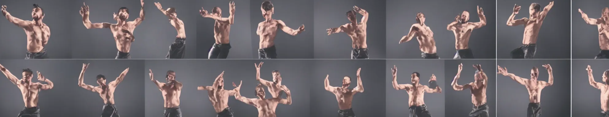 Image similar to 6 frames from a video of a man dancing