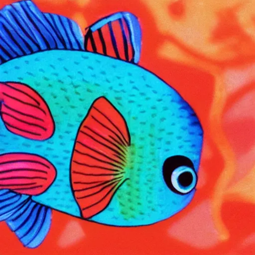 Prompt: a rainbow fish