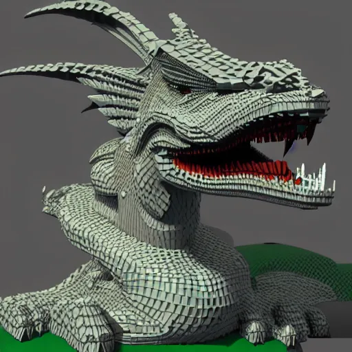 Image similar to A 3d render of a dragon, digital art, voxel art style, trending on artstation
