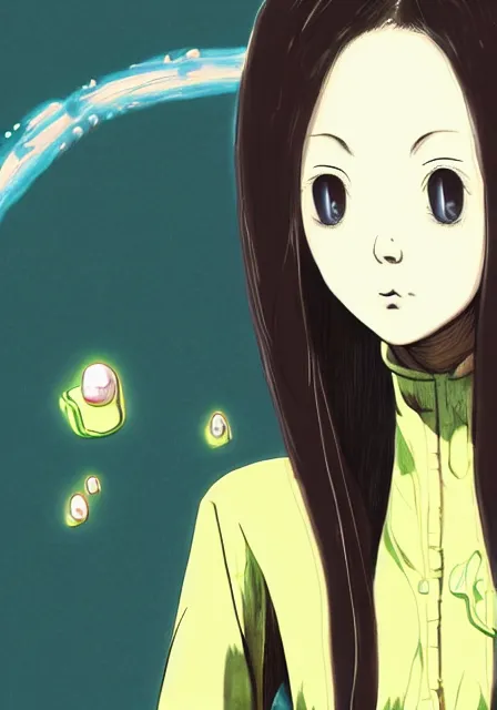 Image similar to portrait of a beautiful slime woman by junji ito, tsurumaki kazuya, 8 k, hd, saturated, flcl, hyperreality