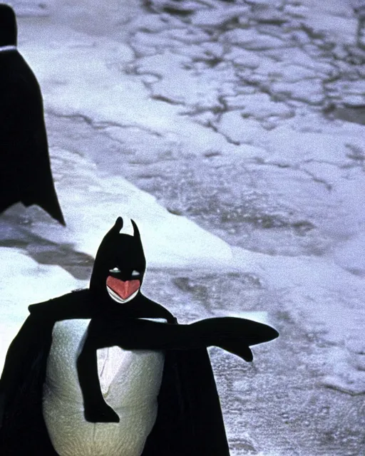 Prompt: gregg turkin as the penguin in batman returns (1992), movie still