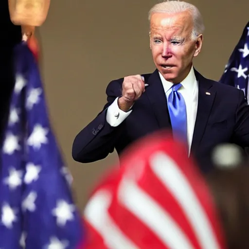 Prompt: Joe Biden making an L with his fingers