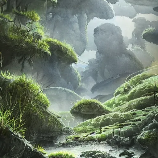 Prompt: beautiful detailed watercolor of a lush natural scene on an alien planet by vincent bons. ultra sharp high quality digital render. detailed. beautiful landscape. weird vegetation. water. soft colour scheme. grainy.