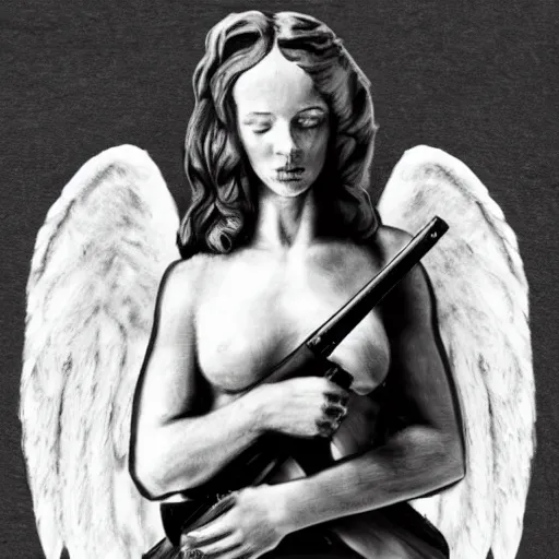 Image similar to angel with a shotgun