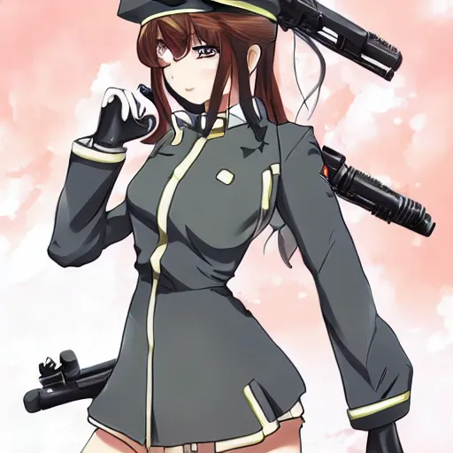 Image similar to anime girl wearing a us army corporal uniform