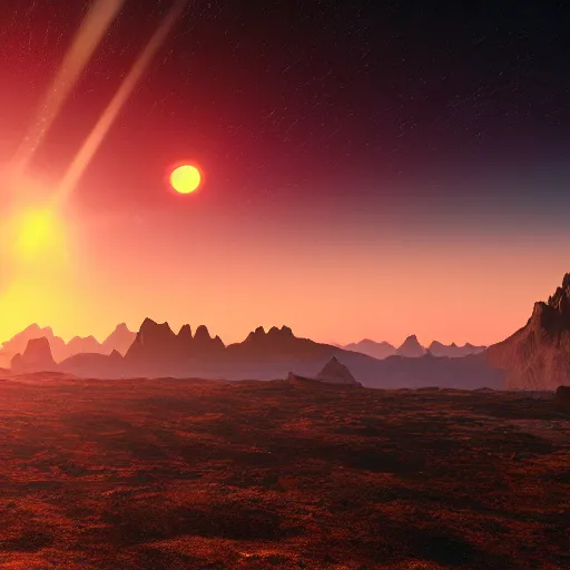 Prompt: sunset on a distant planet high resolution beautiful lighting soft colors unreal engine 4 k wallpaper