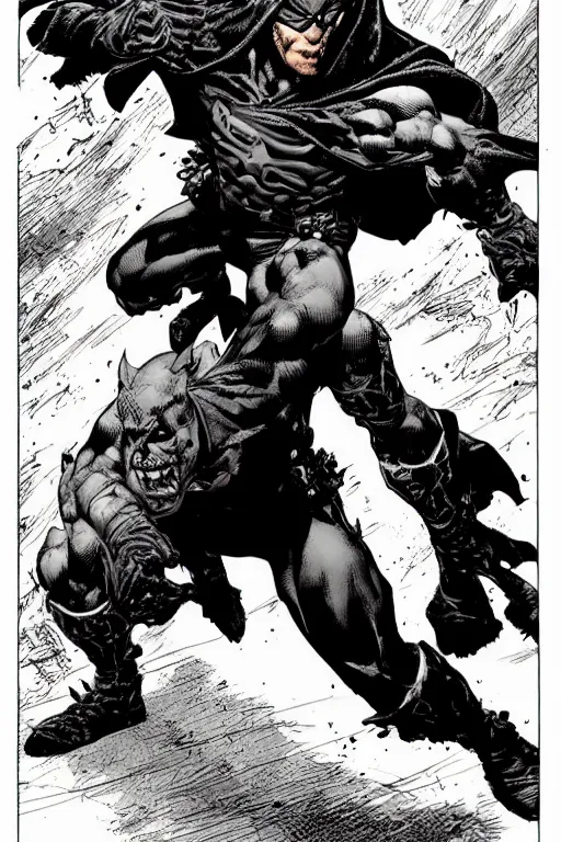 Image similar to A full body portrait of a new antihero character standing on the ground art by Marc Silvestri and Jim Lee, trending on artstation, ominous, mysterious