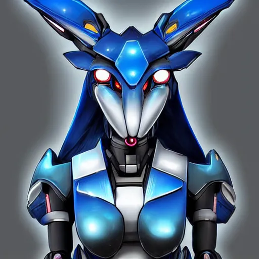 Image similar to amazing close bust shot of a cute and beautiful anthro female robotic mecha dragon standing in front of the camera, has two adorable blue eyes on a smooth draconic head with two horns, a sleek yet elegant design, with two big epic wings behind her, two arms, the background is of the beach at night; high quality digital art, artstation, deviantart, furaffinity, high quality detail