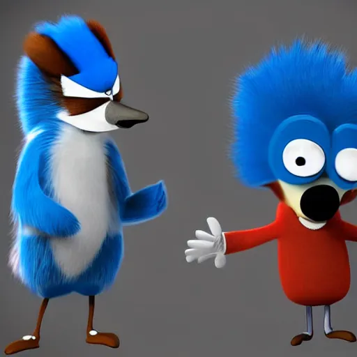 Image similar to mordecai and rigby, 4 k realistic photo