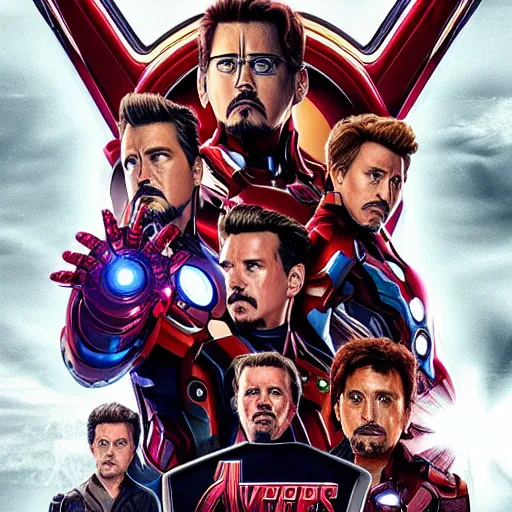 Prompt: “Johnny Depp as Ironman in Avengers: Endgame, poster, highly detailed, dynamic poster, marvel, sci-fi, super heroes, concept art”