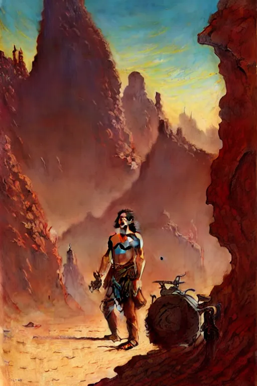 Image similar to John Carter standing in front of Martian ruins by Stanley Artgerm Lau, greg rutkowski, thomas kindkade, alphonse mucha, loish, norman Rockwell