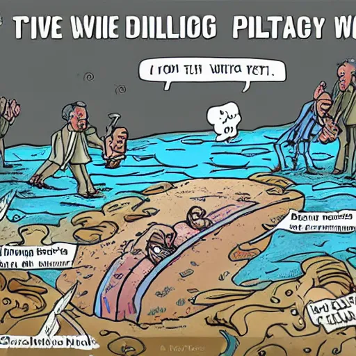 Image similar to a river swallowed by a politician, political cartoon