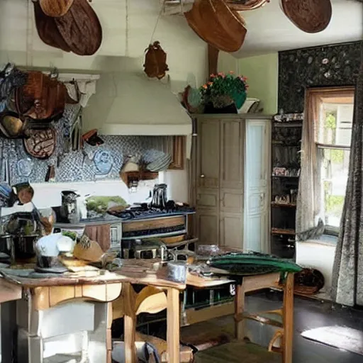 Image similar to a cottage witch's kitchen