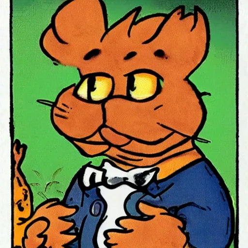 Prompt: Garfield tarot card