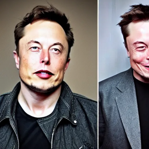 Image similar to A portrait photo of Elon Musk teams up with a teenage Elon Musk, perfect faces, 50 mm, award winning photography