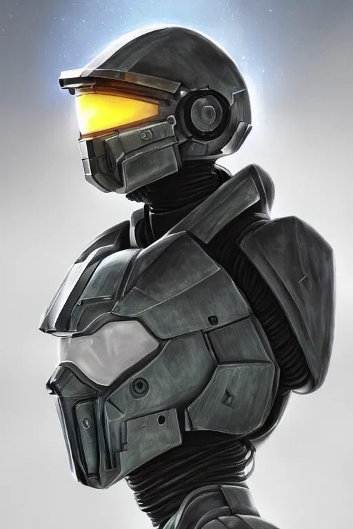 Image similar to robot ninja mask helmet halo master chief radiating a glowing aura global illumination ray tracing hdr fanart arstation by ian pesty and katarzyna da „ bek - chmiel