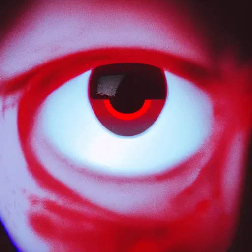 Image similar to a man with red glowing eyes