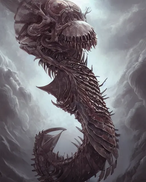 Prompt: death is swallowed up in victory, very detailed and beautiful face, screaming with fear, giant mechanical worm giant, mechanical bird, artwork by artgerm