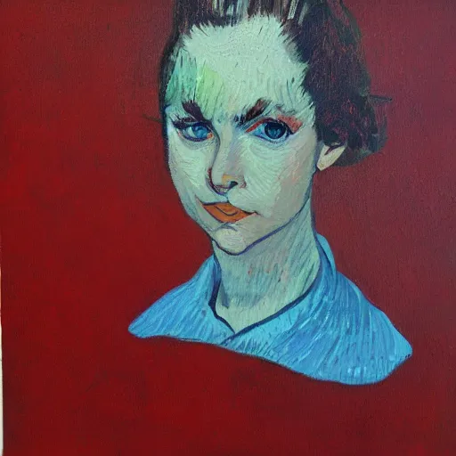Image similar to painting of lana rhodes, in the style of van gogh