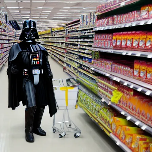 Prompt: darth vader shopping at asda