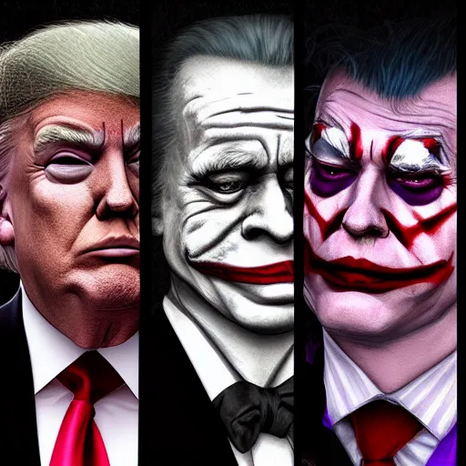 Prompt: Donald Trump is The Joker, hyperdetailed, artstation, cgsociety, 8k