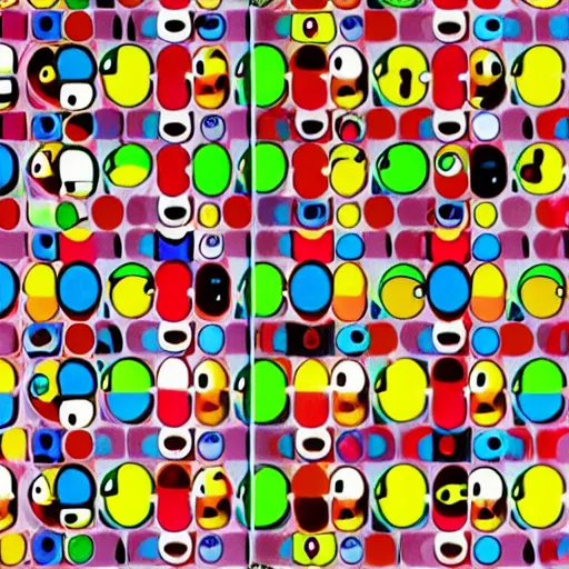 Image similar to screenshot of Super Mario 64 design by Yayoi Kusama, Takashi Murakami