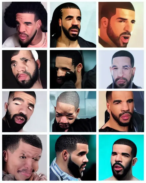 Prompt: grid meme template with 2 squares, first square contains drake face, second square contains white background, meme, laugh, meme template