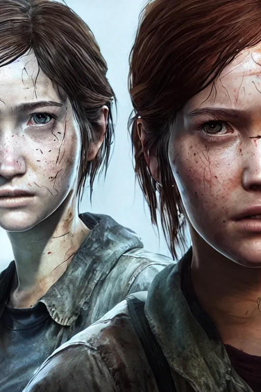 Image similar to ultra realistic facial portrait of ellie from the last of us part 2, digital art, character portrait, highly detailed, trending on artstation, lens flare, atmosphere, hyper realistic, cinematic lightning, sharp focus, unreal engine 5, extreme details perfect face, pretty face, fine - face, illustration, 8 k, ultra texture, masterpiece