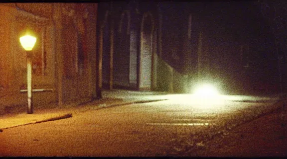 Image similar to c - 4 1 colour negative film photo of vagrant at night volumetric fog