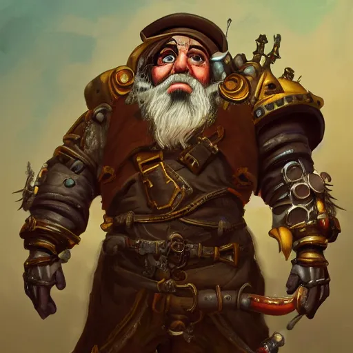 Prompt: a painting of baradin the steampunk engineer dwarf from vermintide, highly detailed, fantasy, artstation, 8 k