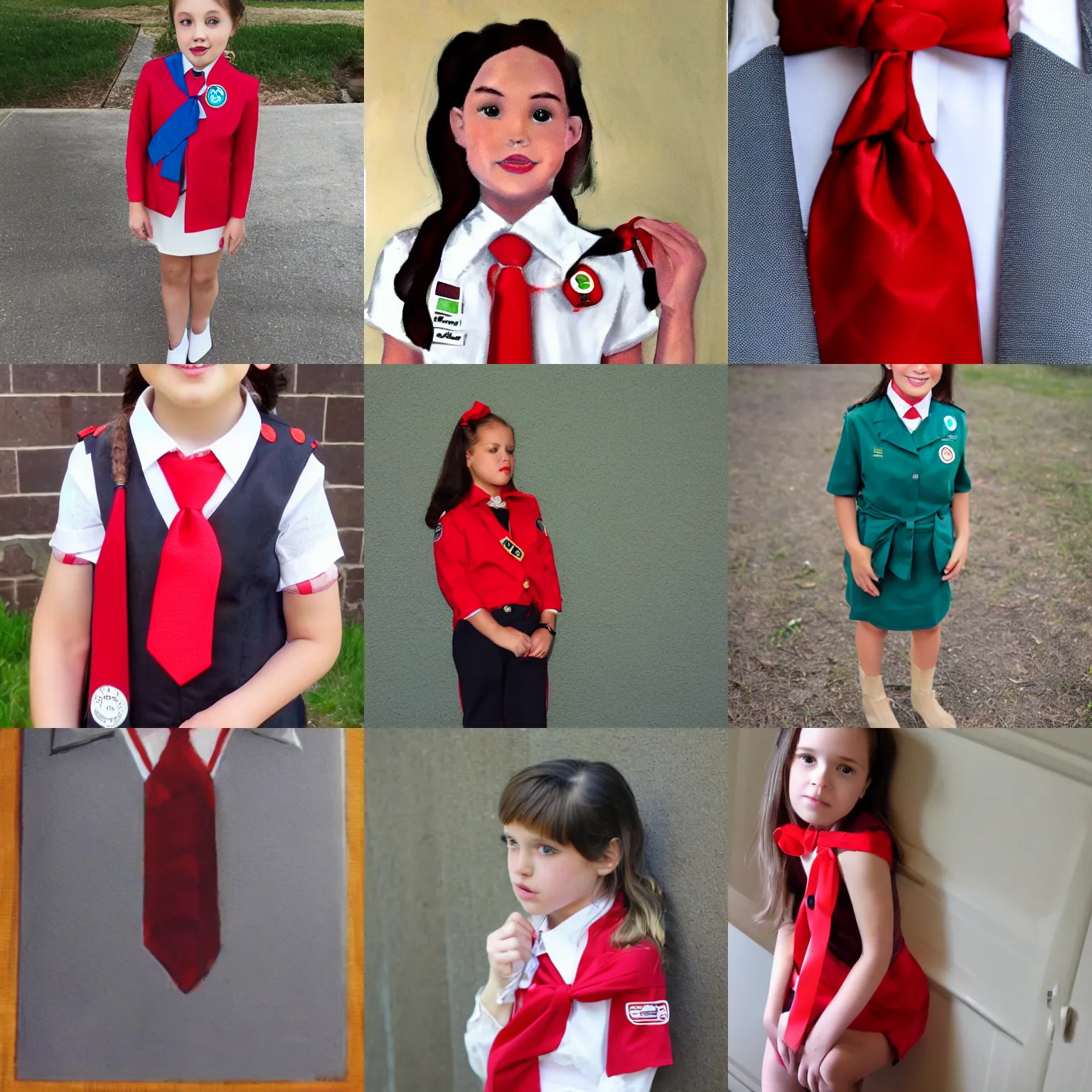 Prompt: girlscout with red tie