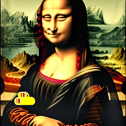 Image similar to mona lisa smoking a joint