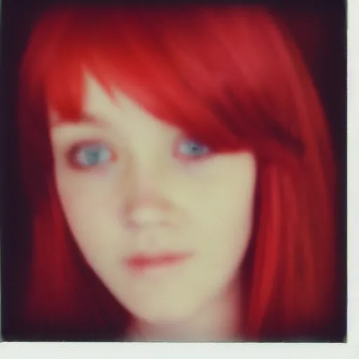 Prompt: polaroid of a beautiful red - haired girl