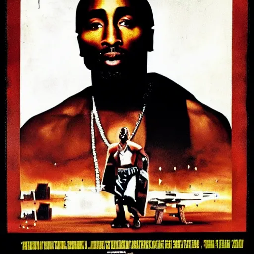 Prompt: tupac on starwars movie poster 1 9 7 9