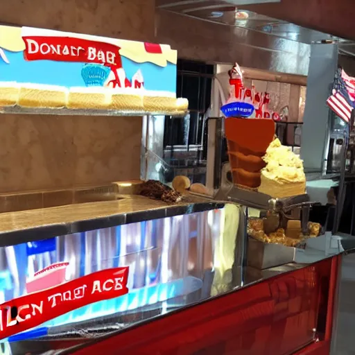 Prompt: donald trump ice cream bar from blue bunny