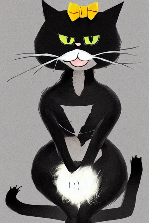 Image similar to Black cat wearing a tutu, funny, trending on artstation