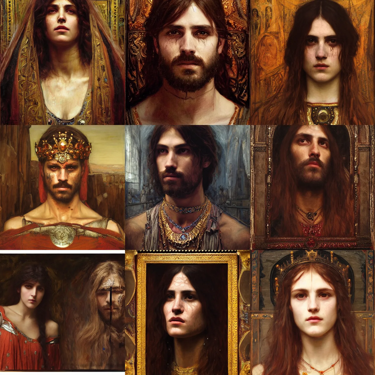 Prompt: king of the dead intricate portrait by john william waterhouse and Edwin Longsden Long and Theodore Ralli and Nasreddine Dinet, oil on canvas. Cinematic, hyper realism, dramatic lighting, high detail 8k