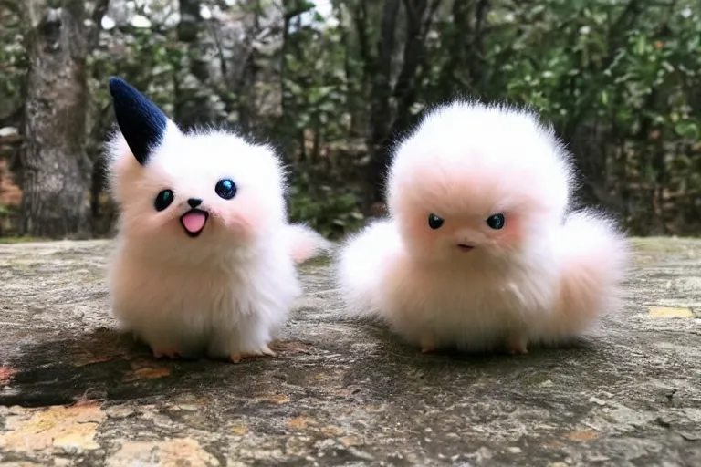 Image similar to real life pokemon, cute!!!, adorable!!!, fluffy!!!, ultra realistic!!!, spring time, clear weather, golden hour, sharp focus