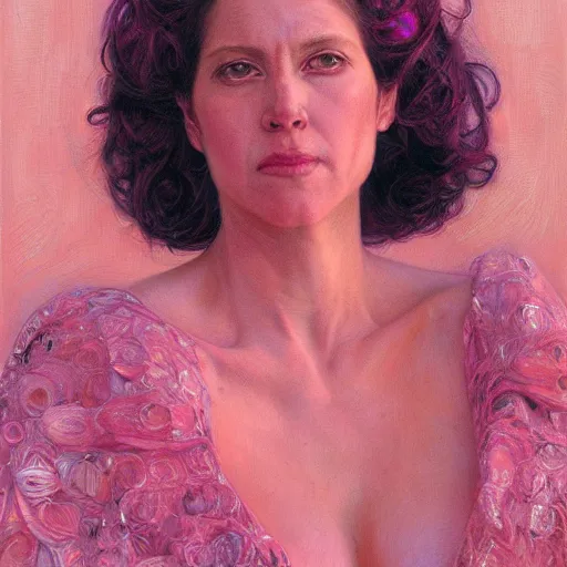 Prompt: portrait of a pink queen, by donato giancola.