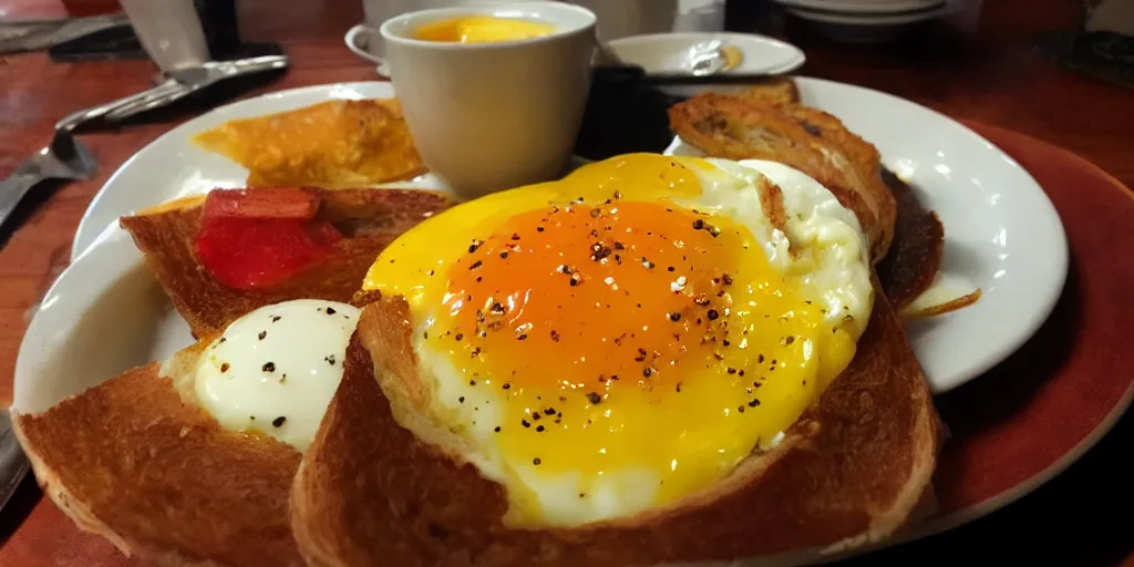 Image similar to photo of breakfast, close - up, low saturation, diffuse light