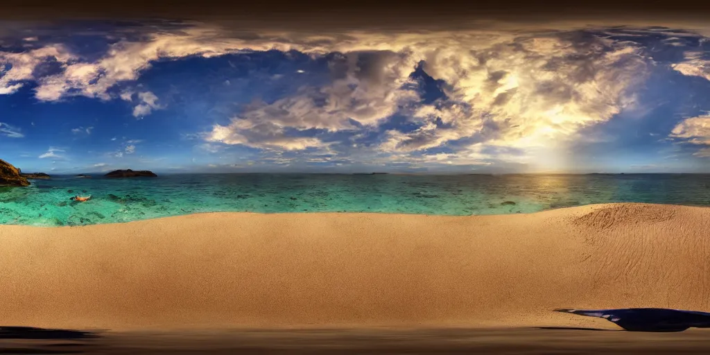 Image similar to 3 6 0 panorama hdr environment map of being on a beach party people music sand light sunset photograph very high detail focus octane render