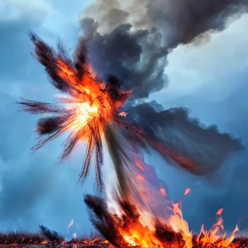 Image similar to explosion with fire, 4 k