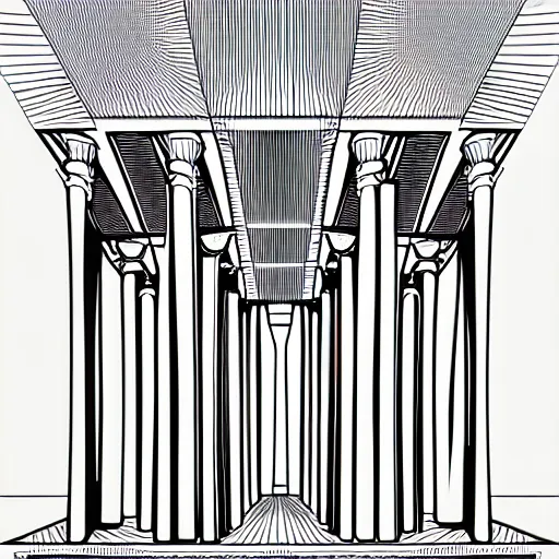 Image similar to an architectural dream, line vector art