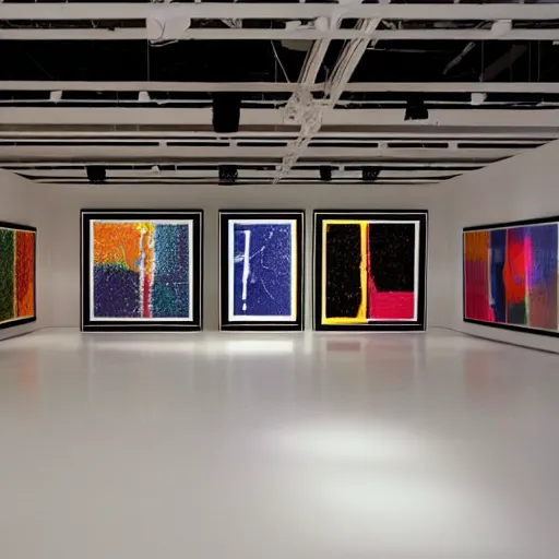 Image similar to an art installation by brian eno in a contemporary gallery