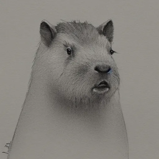 Image similar to a courtroom sketch of a capybara on trial, stylized, trending on artstation, 4k