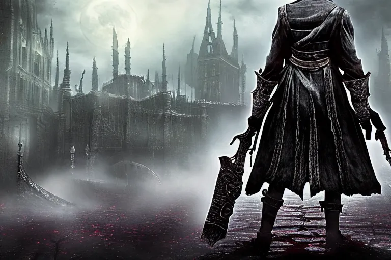 Prompt: bloodborne, ludwigs holy moonlight blade. photo - realistic hd, hyperrealism, colourful, highly detailed, cinematic, luminescence, 3 2 k, dop, high contrast, intricate, mystery, epic, fantasy