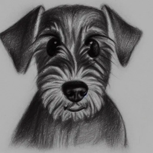 Image similar to milt kahl pencil sketch of happy mini schnauzer