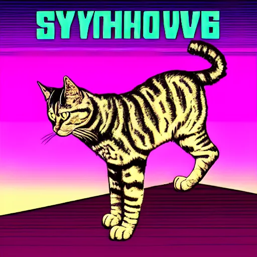 Image similar to synthwave cat