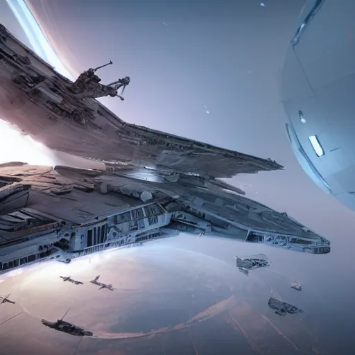 Image similar to hyperrealistic jeff goldblum piloting millennium falcon, stunning 3 d render inspired by istvan sandorfi & xiang duan, perfect symmetry, dim volumetric cinematic lighting, 8 k octane comprehensive render, extremely mega hyper - detailed and lifelike attributes & atmosphere, intricate, realistic flesh texture, masterpiece, artstation, stunning,