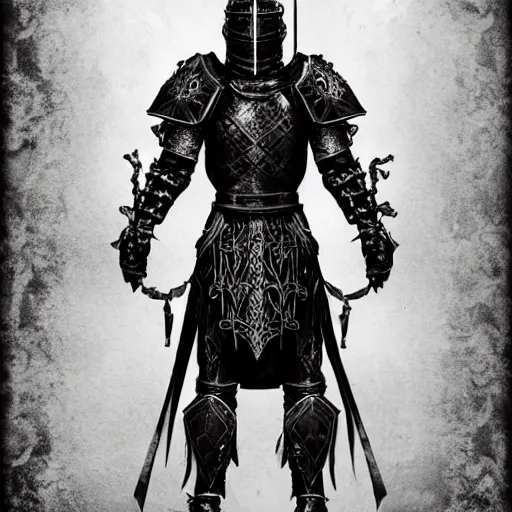 Prompt: gothic knight, intricate etched armor, standing astride a gate, artstation, in the style of Lucia Hsiang, clean